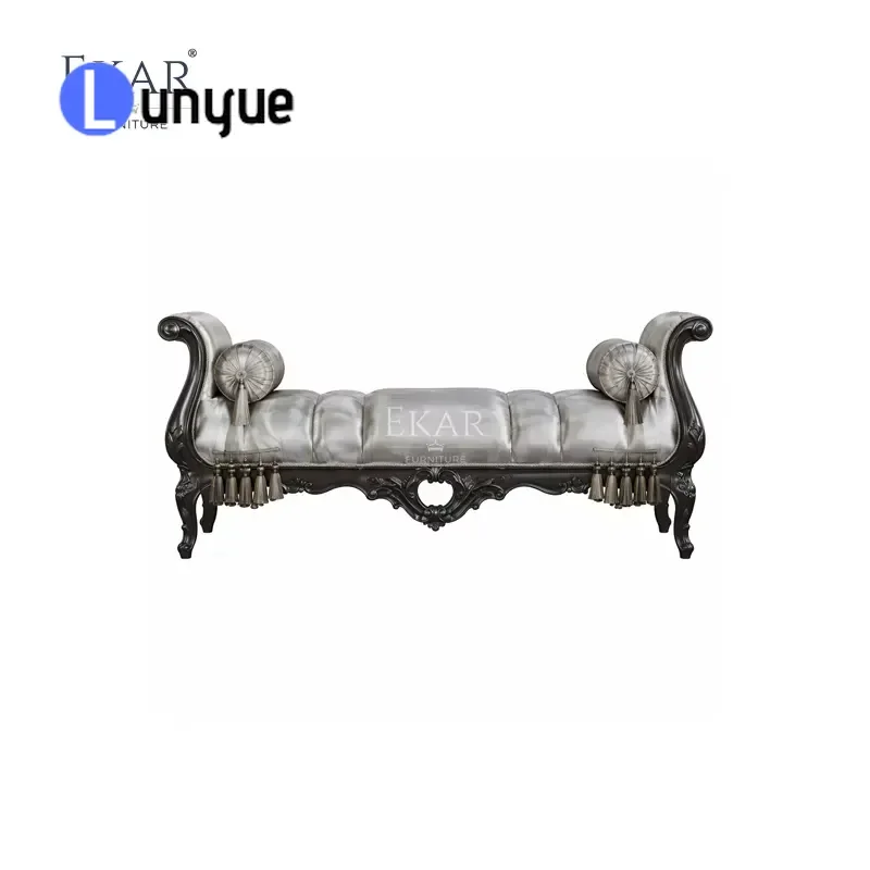 French Classical Upholstered Bedside Bench Deluxe Master Bedroom Sofa Elegant Furniture for Luxury Home Decor Comfortable