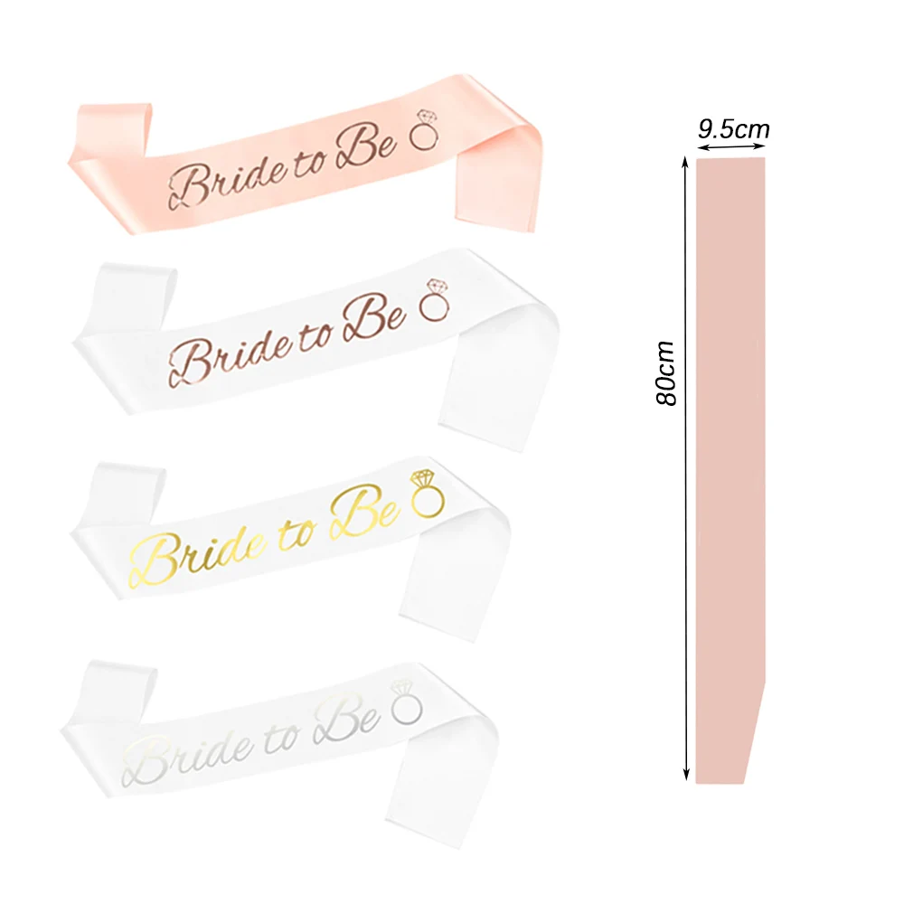 Bride To Be Veil Satin Sash Wedding Decorations Bridal Shower Balloon Hiarband Tattoo Stickers Girl Bachelorette Party Decora