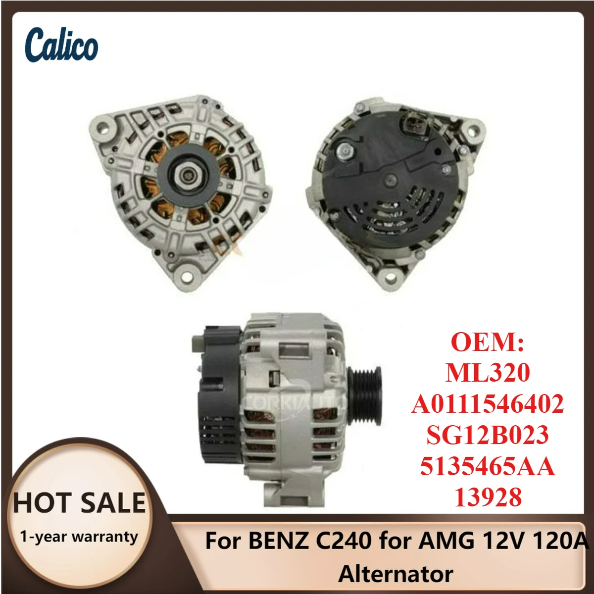 

High Cost-effectiveness Suitable for BENZ C240 for AMG 12V 120A Alternator ML320 A0111546402 SG12B023 5135465AA 13928