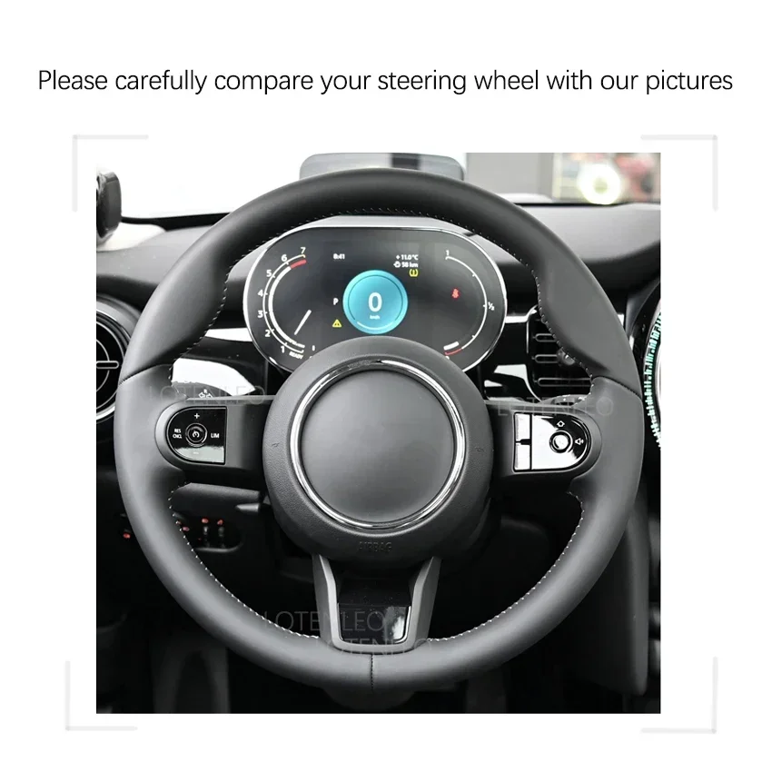 Black Artificial Suede Car Steering Wheel Cover For Mini Clubman F54 Convertible F57 Countryman F60 Electric F55 F56 2021-2023