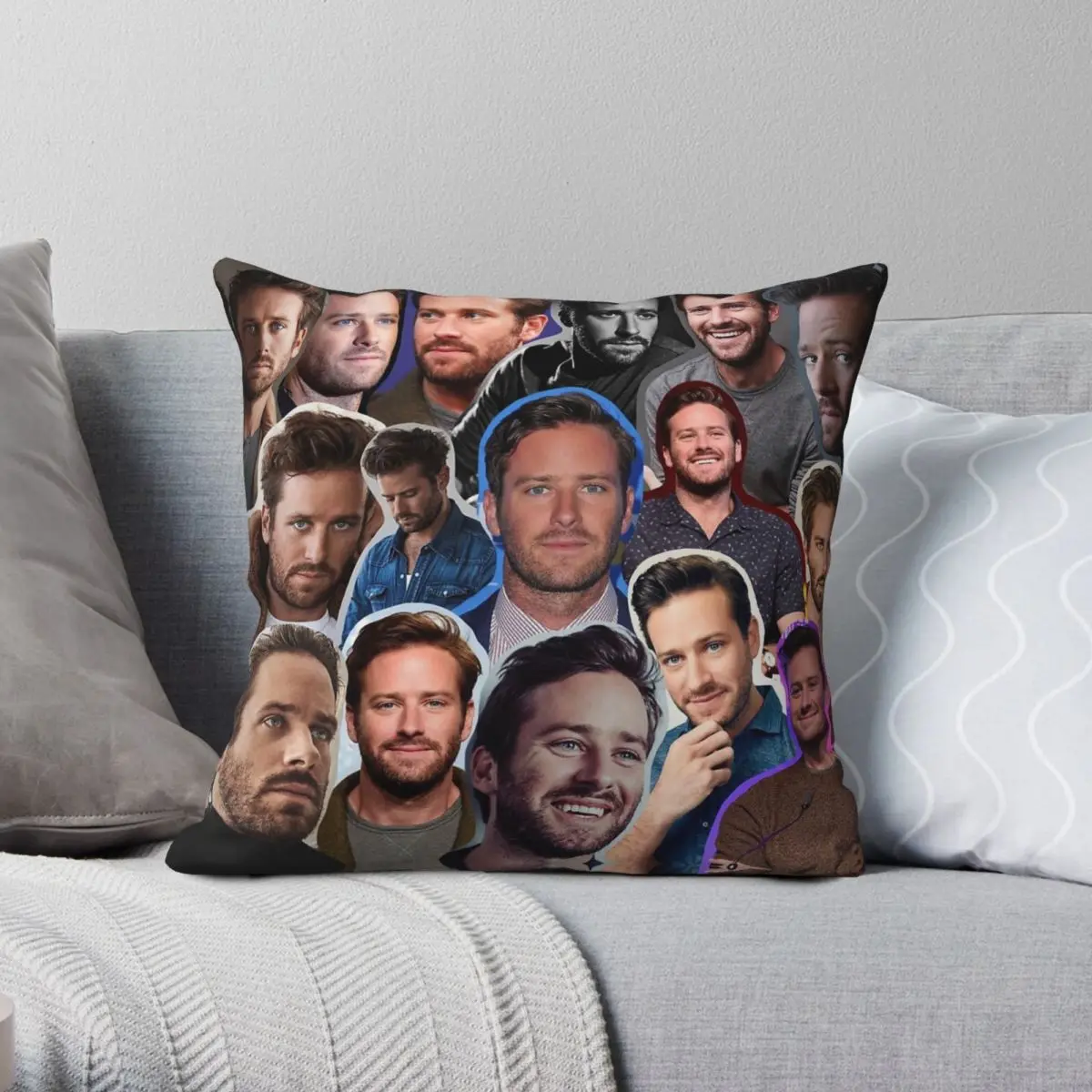 Armie Hammer Collage Square Pillowcase Polyester Linen Velvet Pattern Zip Decorative Throw Pillow Case Home Cushion Case 18