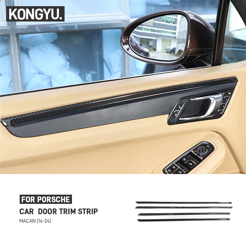 For Porsche Macan 2014-2024 Real Carbon Fiber Car Inner Door Handle Bowl Trim Cover Decoration Sticker Auto Interior Accessories