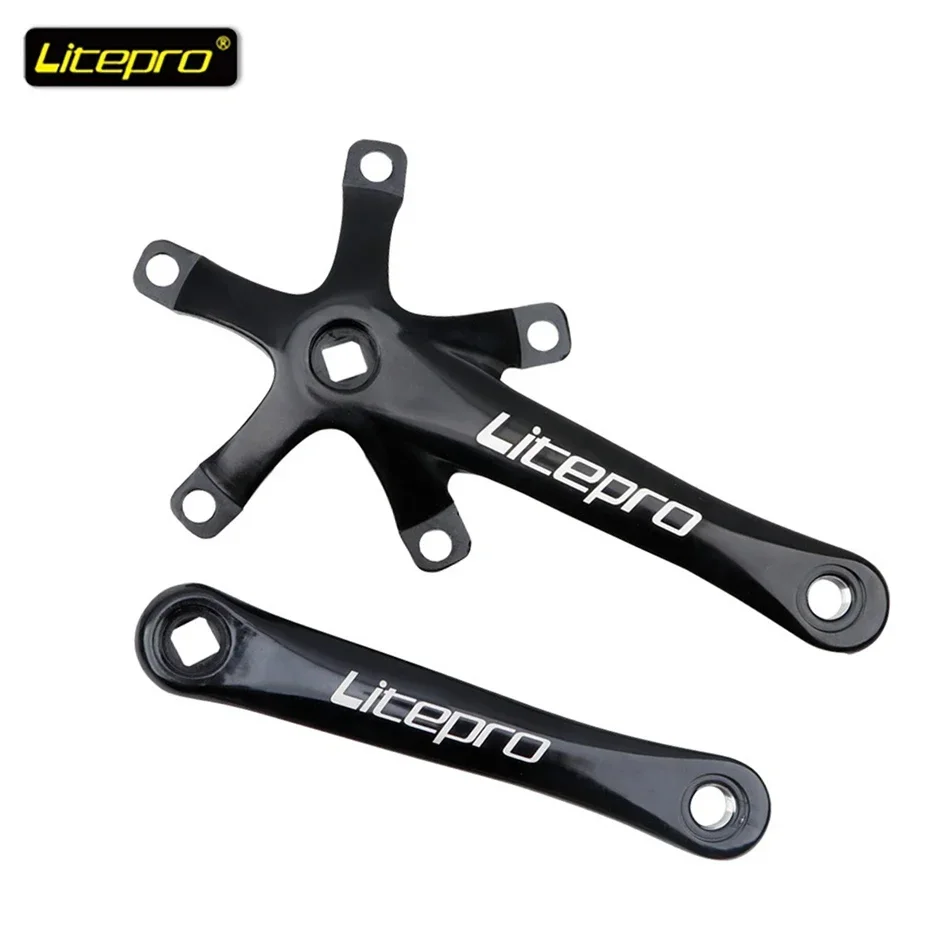 Litepro Folding Bicycle Crankset Wide and Narrow Teeth 130BCD Chainring 45/47/53/56/58T Square Hole 170mm 130BCD 5claw Crank