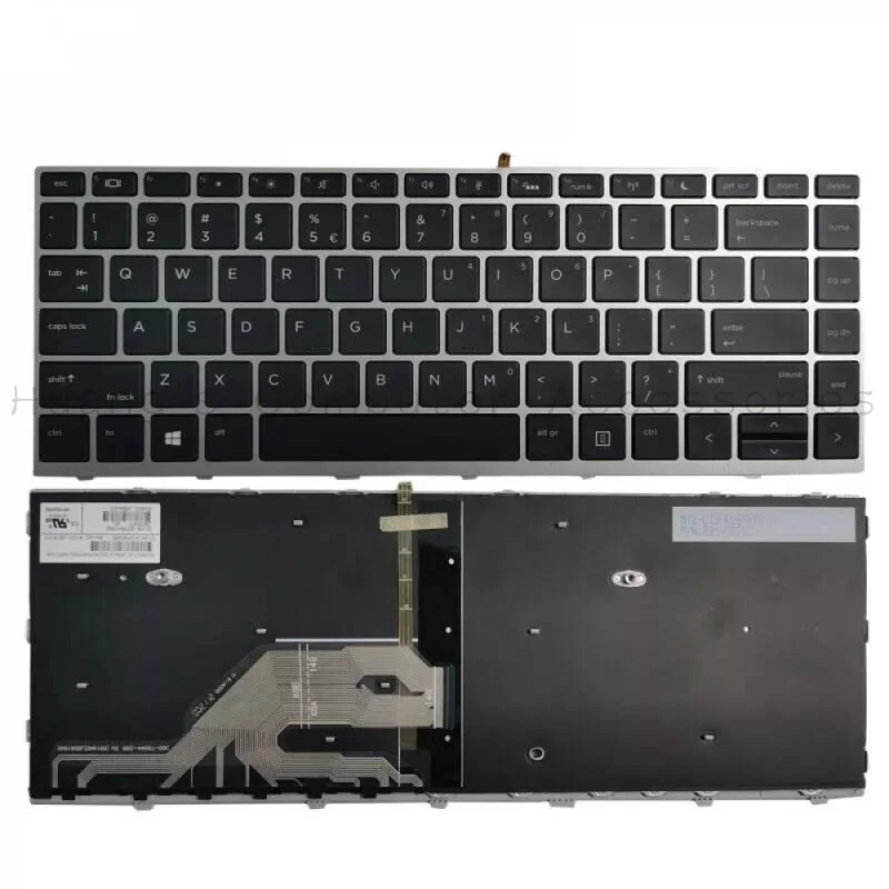 SS+New Silver US Layout Backlit Laptop Keyboard Without Pointer For HP Probook 640 G4 G5 645 G4 G5 Replacement Part