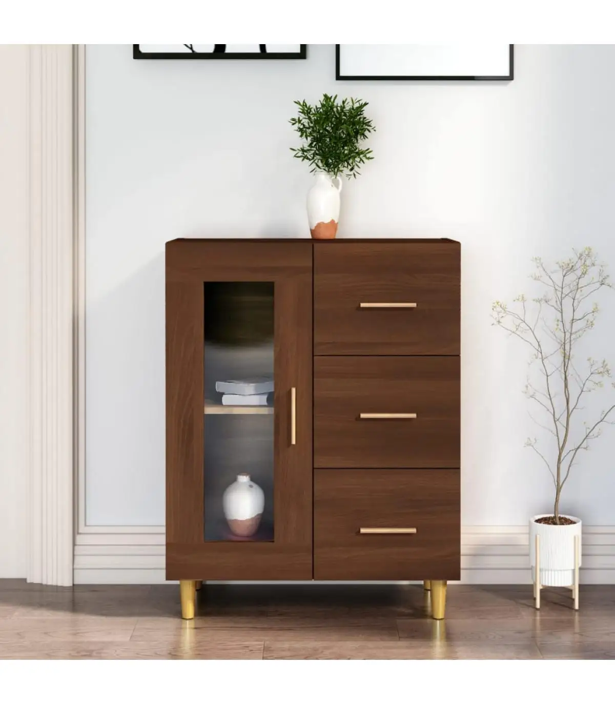 Sideboards plywood oak brown 69,5x34x90 cm