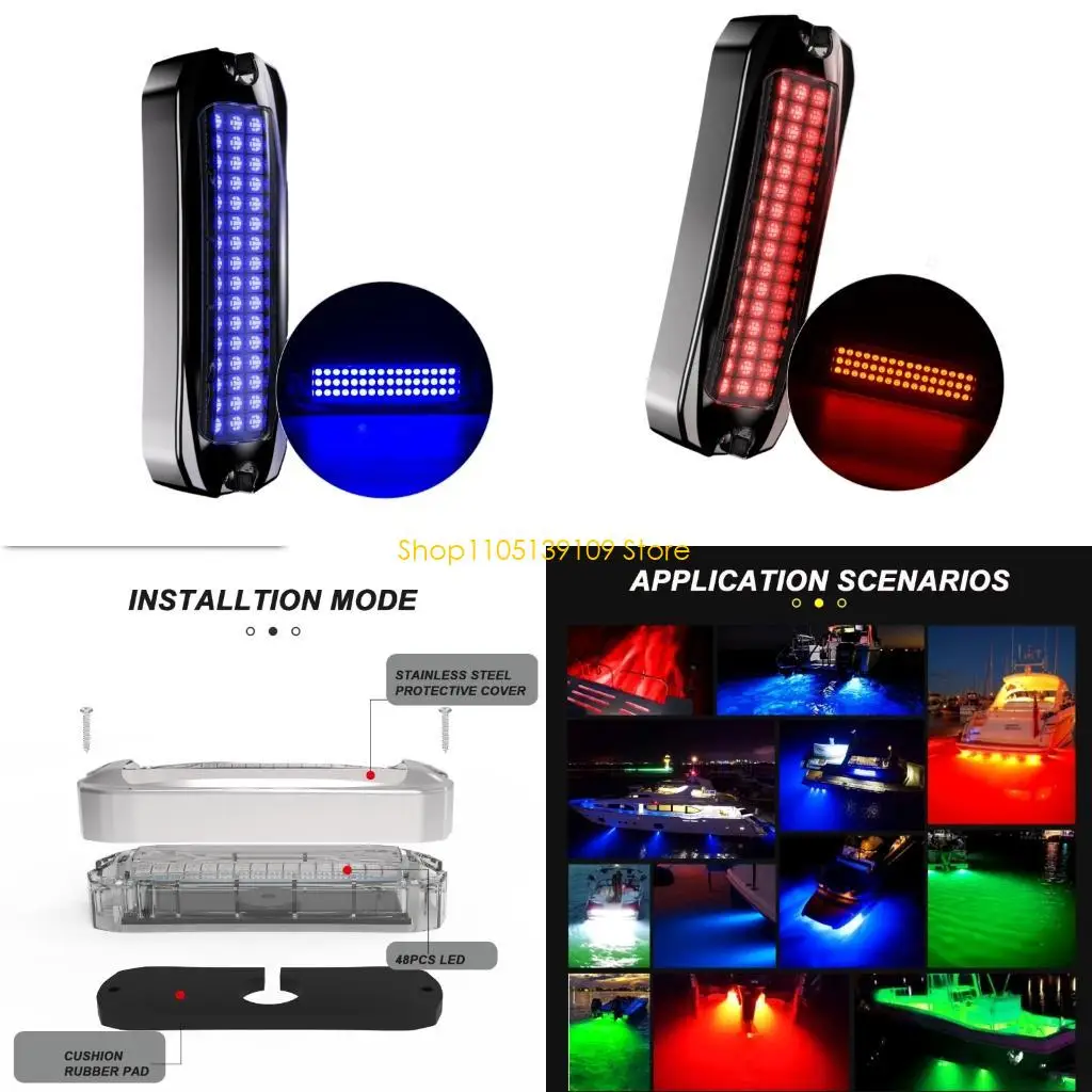 

P5ED 10-30V Versatile 48 LEDs Waterproof Underwater Marine Light for Boat Lighting Fishing Aid and Decoration Stainless Steel