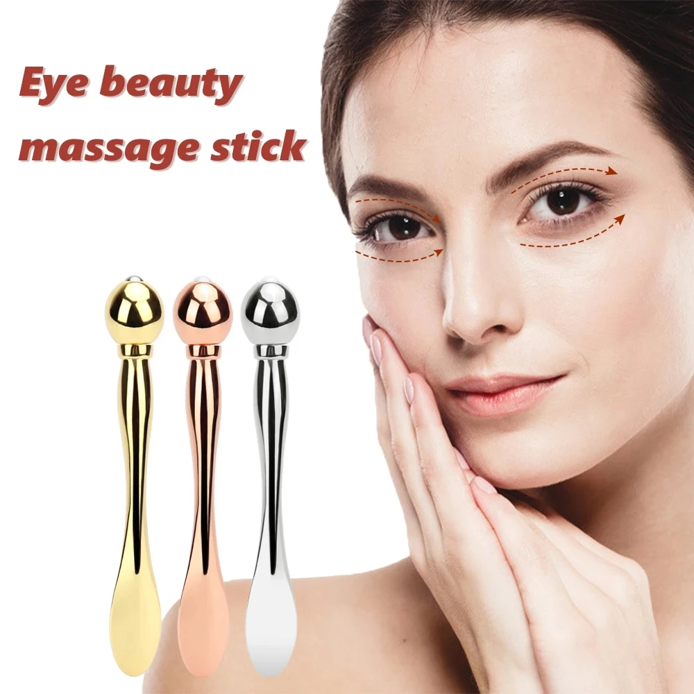 Eye Cream Applicator Cosmetic Spatulas Anti Wrinkle Eye Roller Massage Stick Facial Mask Spoon Gold Alloy Metal Skin Care Tools