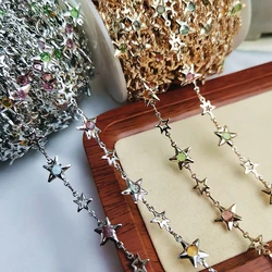 Cadenas de estrellas de 1 metro con microincrustaciones de estrellas de cristal, cadenas de cobre para pulsera hecha a mano, suministros para collares, componentes para hacer joyas DIY