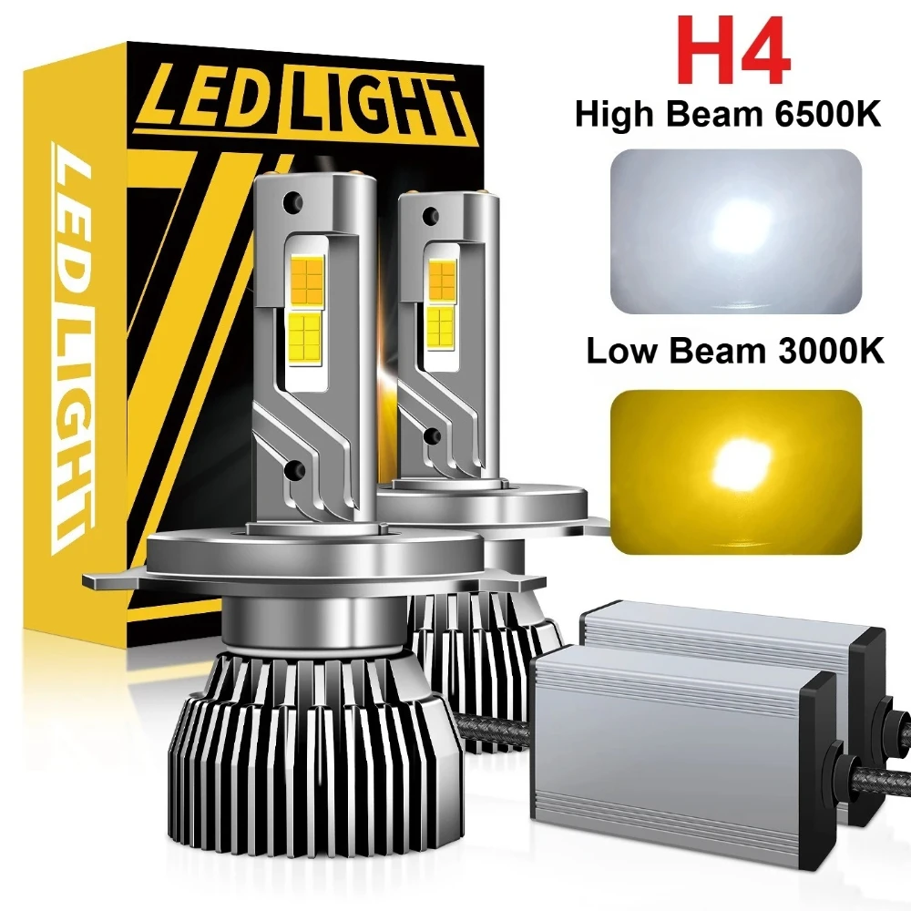 

2 шт. светодиодные лампы H4 120W 50000LM Canbus для автомобиля, 6500K и 3000K, двухцветные лампы LED 9003 HB2 Hi/Lo для автомобильных фар 12V