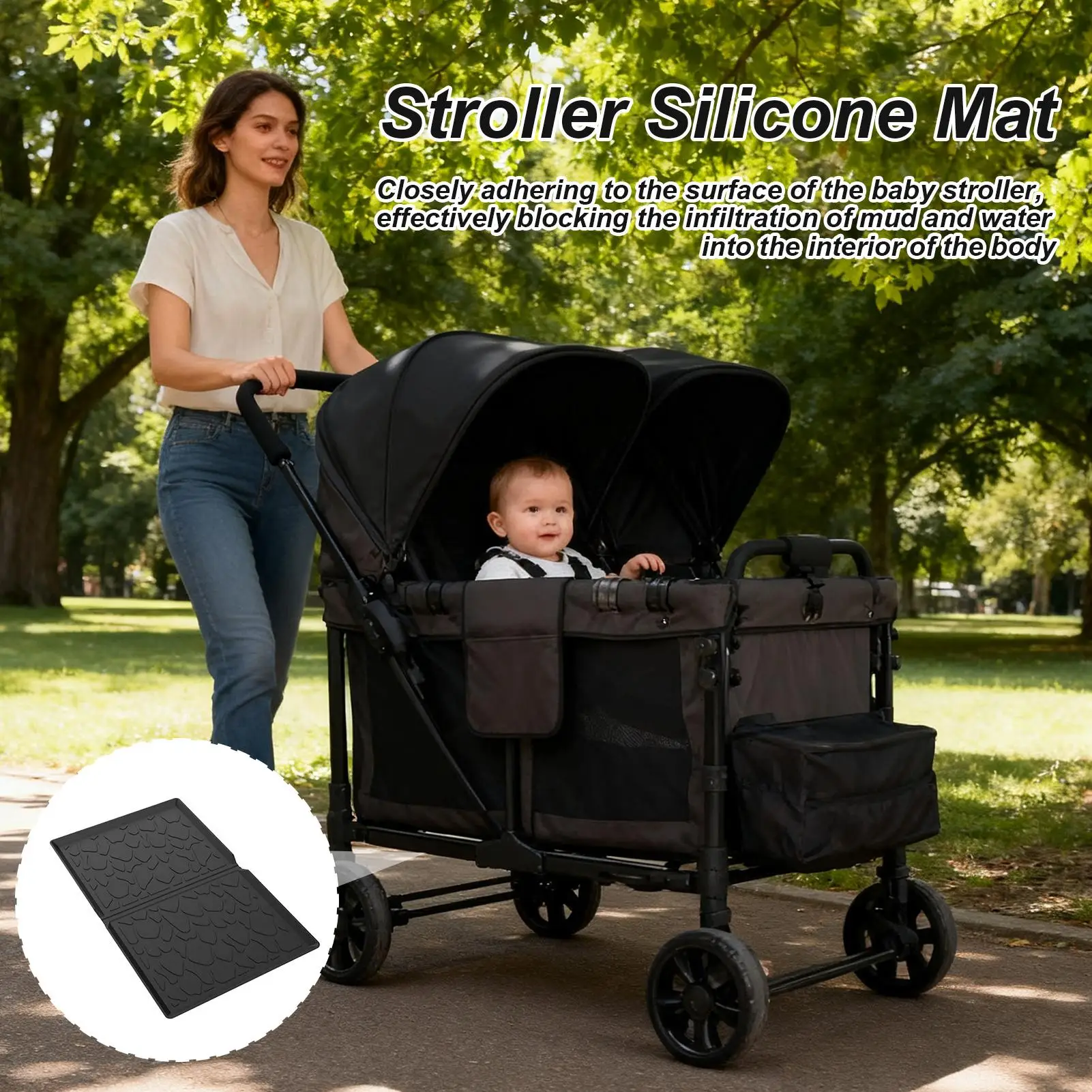 وسادة عربة الأطفال من السيليكون لحماية عربة الأطفال، واقي قابل لإعادة الاستخدام للبقالة الخارجية والتسوق والنزهات والسفر والعطلات على الشاطئ #3