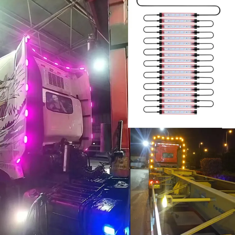 24V LED Flashing Truck Ambient Light Roof Bumper Door Lamp Trailer Lorry Caravan Accessories Decoration For Renault Van Truck