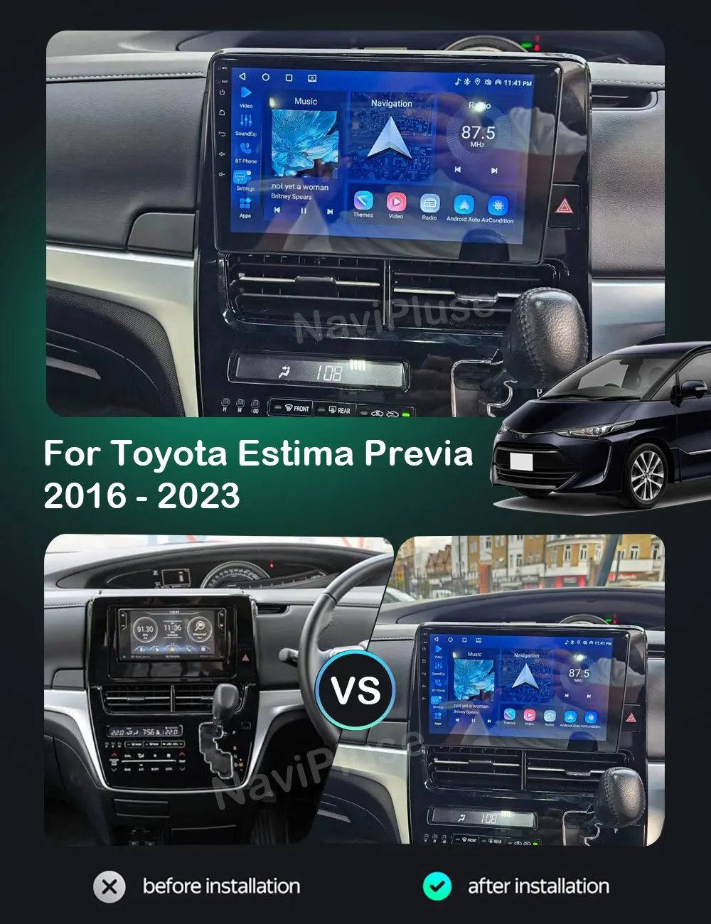 Wireless Carplay For Toyota Estima Previa 2016 - 2023 Car DSP Android 15 Autoradio Stereo Multimidia Video Player GPS Navigation