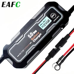 6V 12V 5A Outdoor Waterproof Dust-proof Car Motorcycle Battery Charger Full Automatic LCD Display Maintainer for Car RV ATV Boat