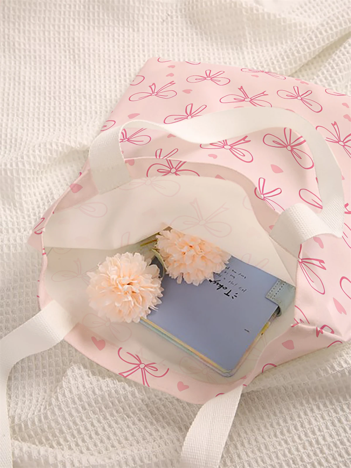 حقيبة يد كاجوال مطبوعة بنمط القوس، حقيبة ظهر عصرية قابلة لإعادة الاستخدام، حقيبة يد متعددة الوظائف، حقيبة تسوق قماشية