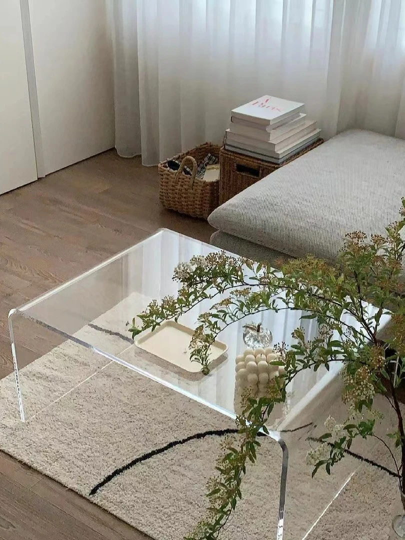 Customized transparent acrylic coffee table, living room,floating window table, sofa, corner table, bedroom bedside table