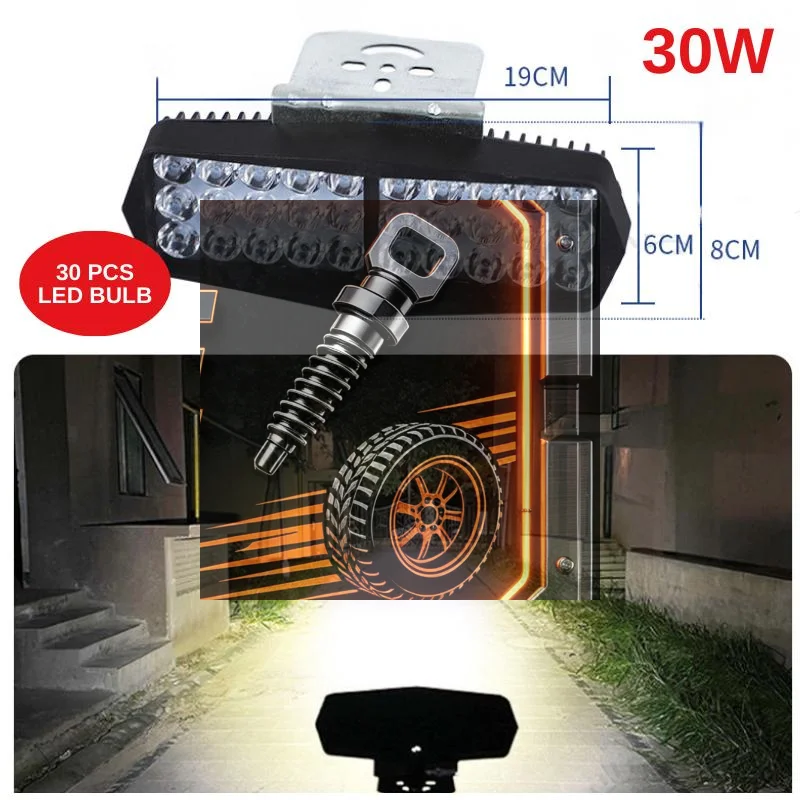E-Bike Headlight 30 LED Super Bright Waterproof Universal 12V-80V Lamp for Outdoor Night Cycling Commuting