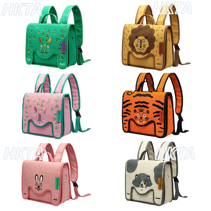

Милые мультяшные рюкзаки из холщовой ткани с вышивкой, большой вместимости, весна 2026, новые повседневные забавные контрастные сумки для студентов и женщин