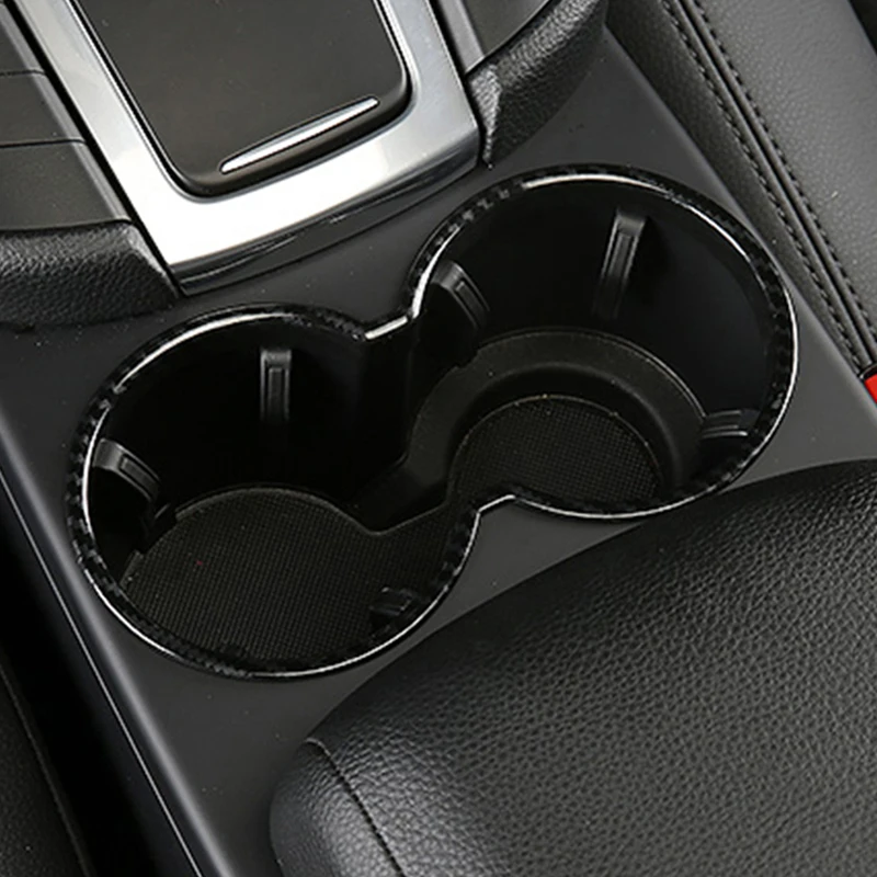 ABS Carbon Fiber Printed Car Styling Inner Center Control Water Cup Holder Cover Trim Frame Ring For Porsche Macan 2014 - 2020