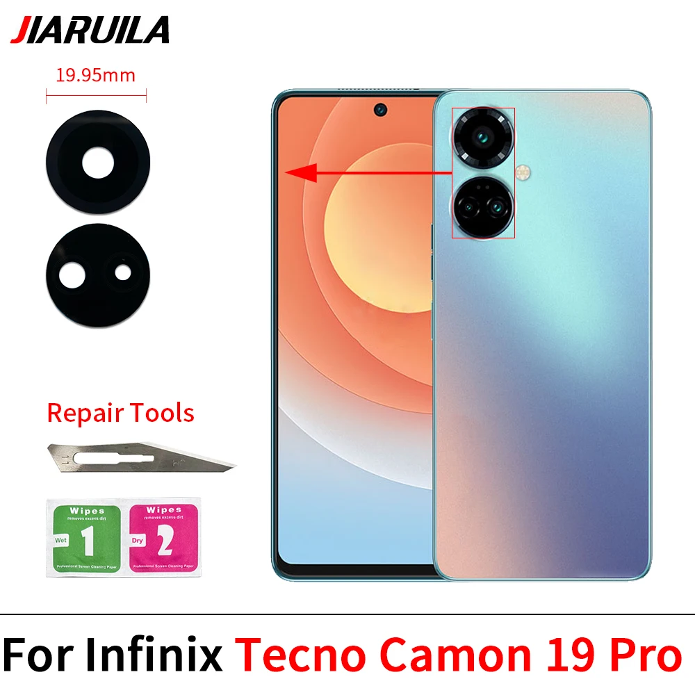 50Pcs，Back Rear Camera Glass Lens With Glue Ahesive For Infinix Camon 19 Pro 20 CK6 20 Premier 5G 18P 17P 18 17 16 15 Pro