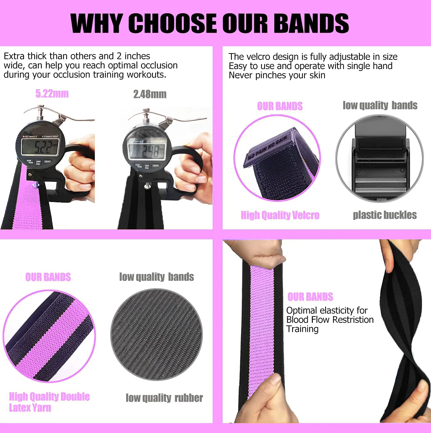 BFR Occlusion Bands for Women Glutes Hip Fitness Blood Flow Restriction Booty Resistance Bands Gym Straps for Butt Squat Thigh