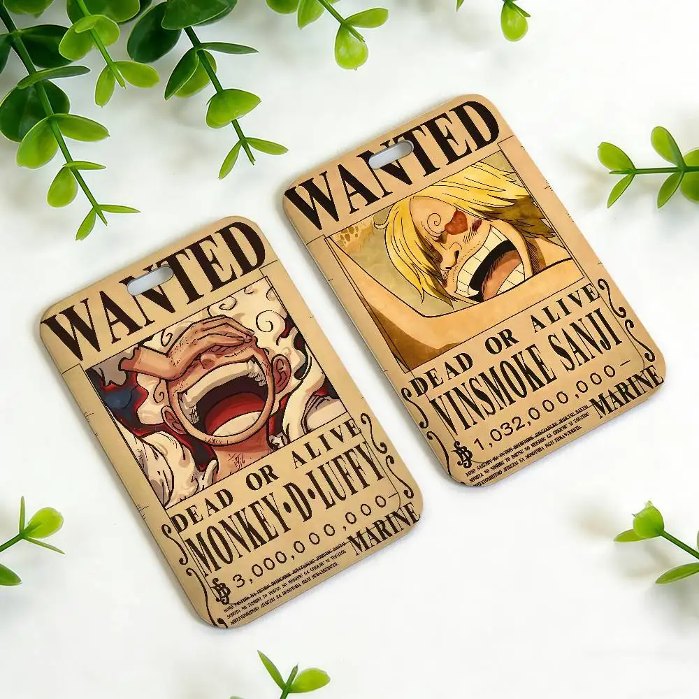 Anime One P-Piece L-Luffy Wanted Notice Card Holder Neck Strap Pendant Door Holder Lanyards Keychain Work Credential Case Gift
