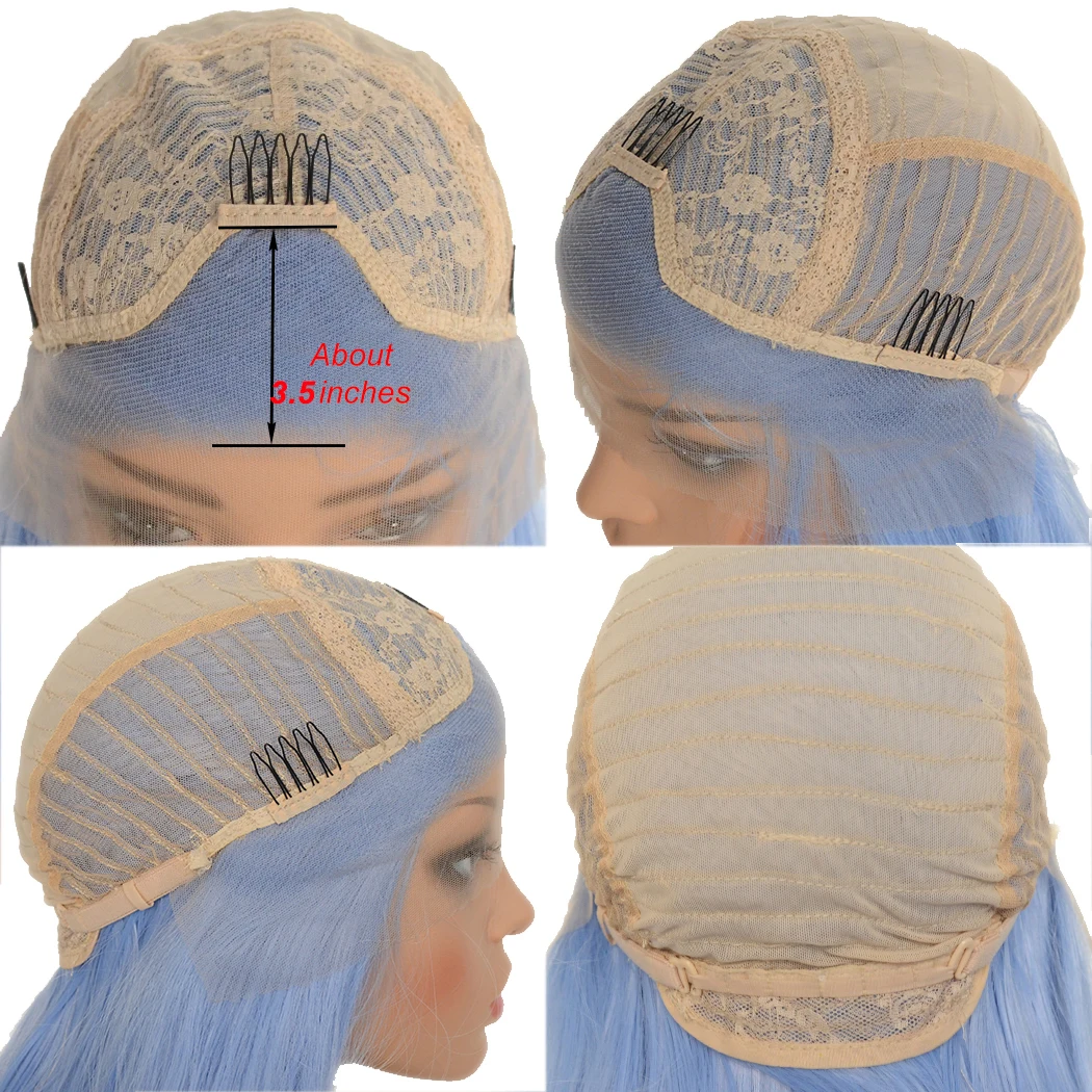 Voguebeauty-peluca frontal de encaje sintético para mujer, pelo liso y sedoso de fibra resistente al calor, línea de pelo Natural, color naranja, Cosplay