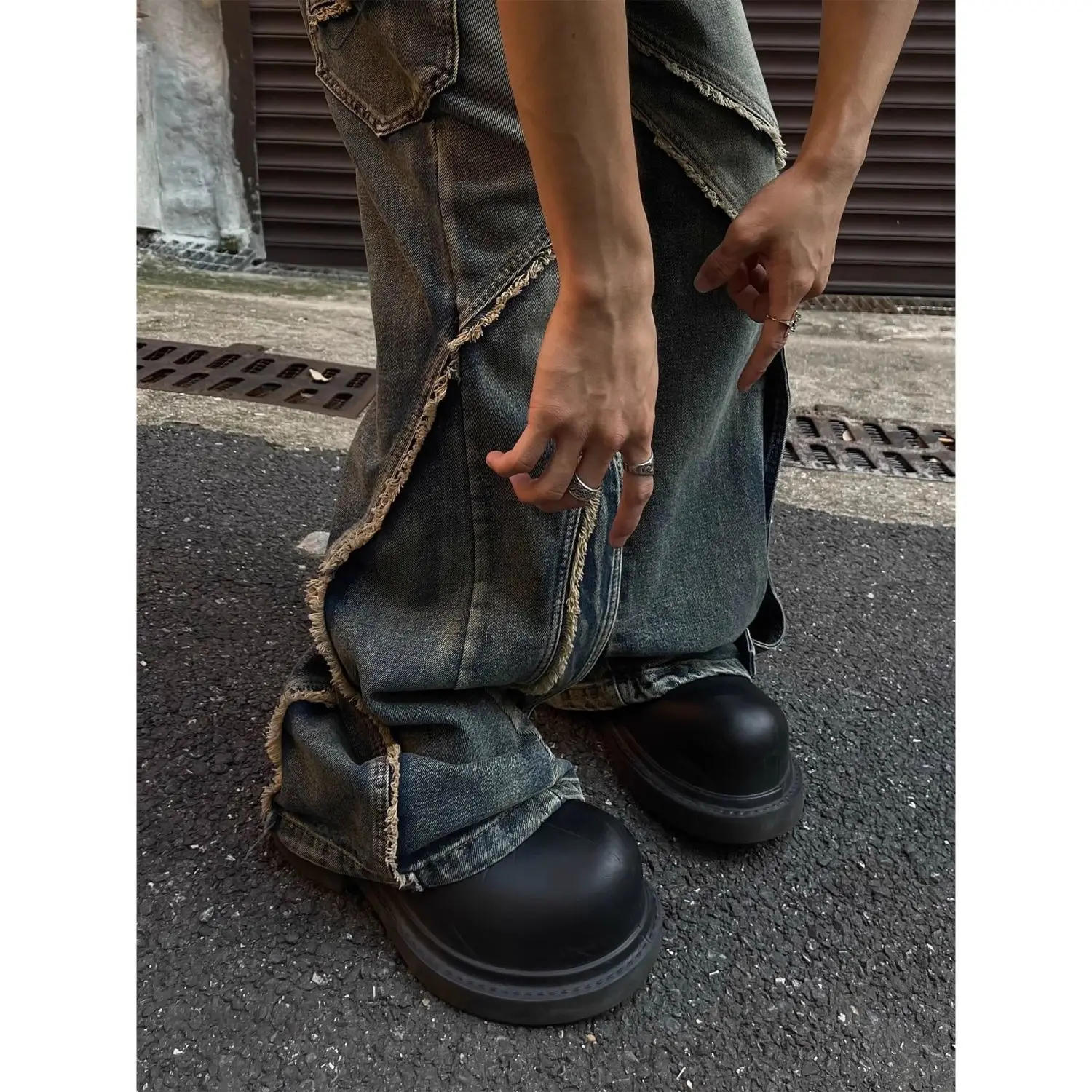 Hip hop retro straight leg washed denim pants for men and women loose and slightly flared wide leg casual pants for the streets