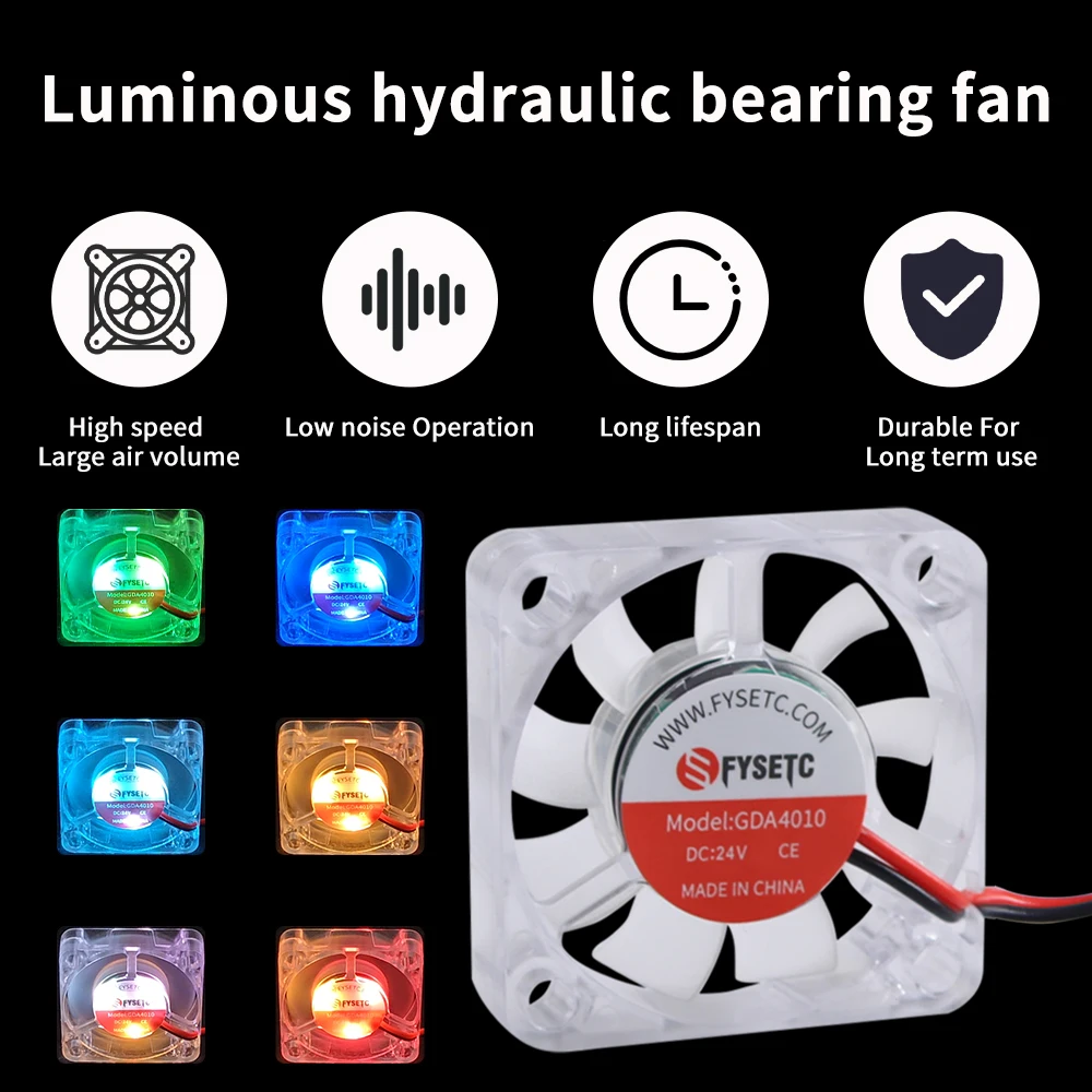 4010 Voron LED Luminous Hydraulic Fan 24V 8000RPM Cooling Fan Quiet for Voron 2.4/Trident/V0 Hotend 3D Printer Accessories