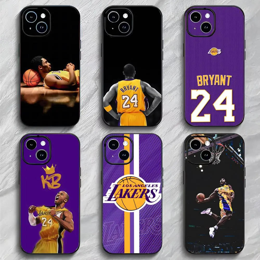 Capa de Celular Fina Anticolisão Preta Fosca para Fãs de Basquete K-Kobe Bryant para iPhone 17 16 15 14 ProMax