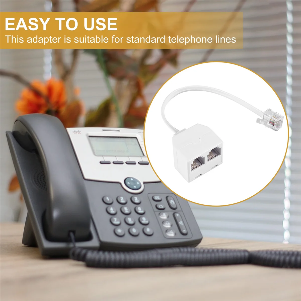 Cable convertidor divisor de teléfono bidireccional 6P2C RJ11 macho a hembra JAS