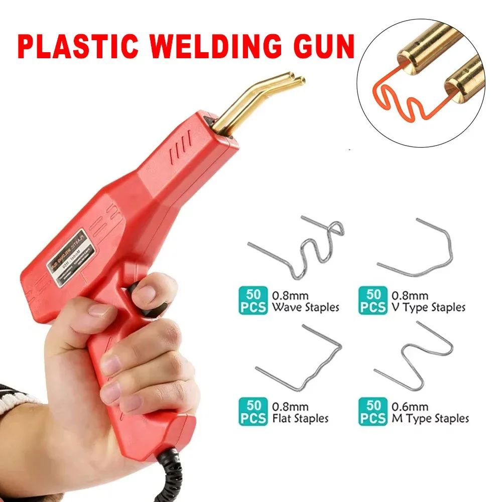 50W Plastic Welding Machine Auto Plastic Welding Machine Thermal Stapler Bumper Crack Repair 200Pcs 4 Portable Hot Melt Nail Gun