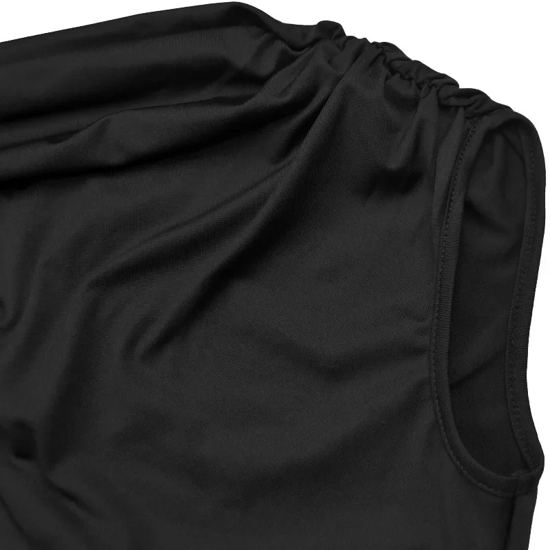 GUWU Lässige aktive Sets für Damen, ärmelloses O-Ausschnitt, gerafftes Oberteil und gerade Hosen, Anzüge, 2025, Herbst, Straße, zweiteiliges Set, Outfit