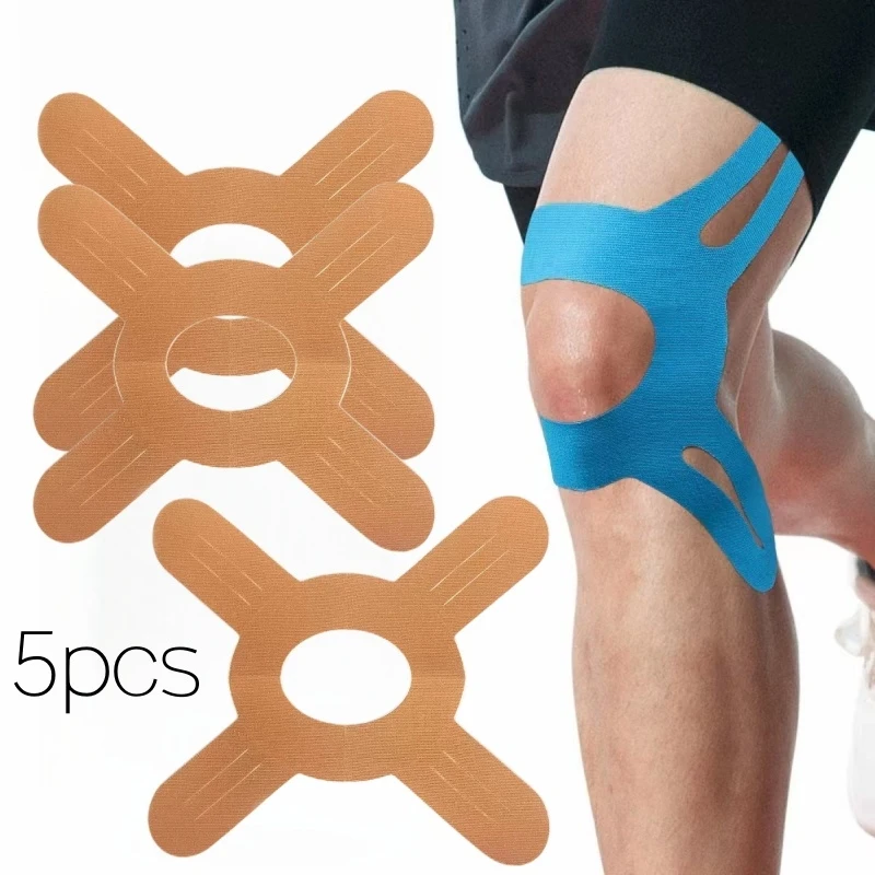 5-pack Skin Tone Knee Tapes, Kinesiology Tape | Pre-cut Design for Physical Taping of the Knee Joint, Sports Tape.