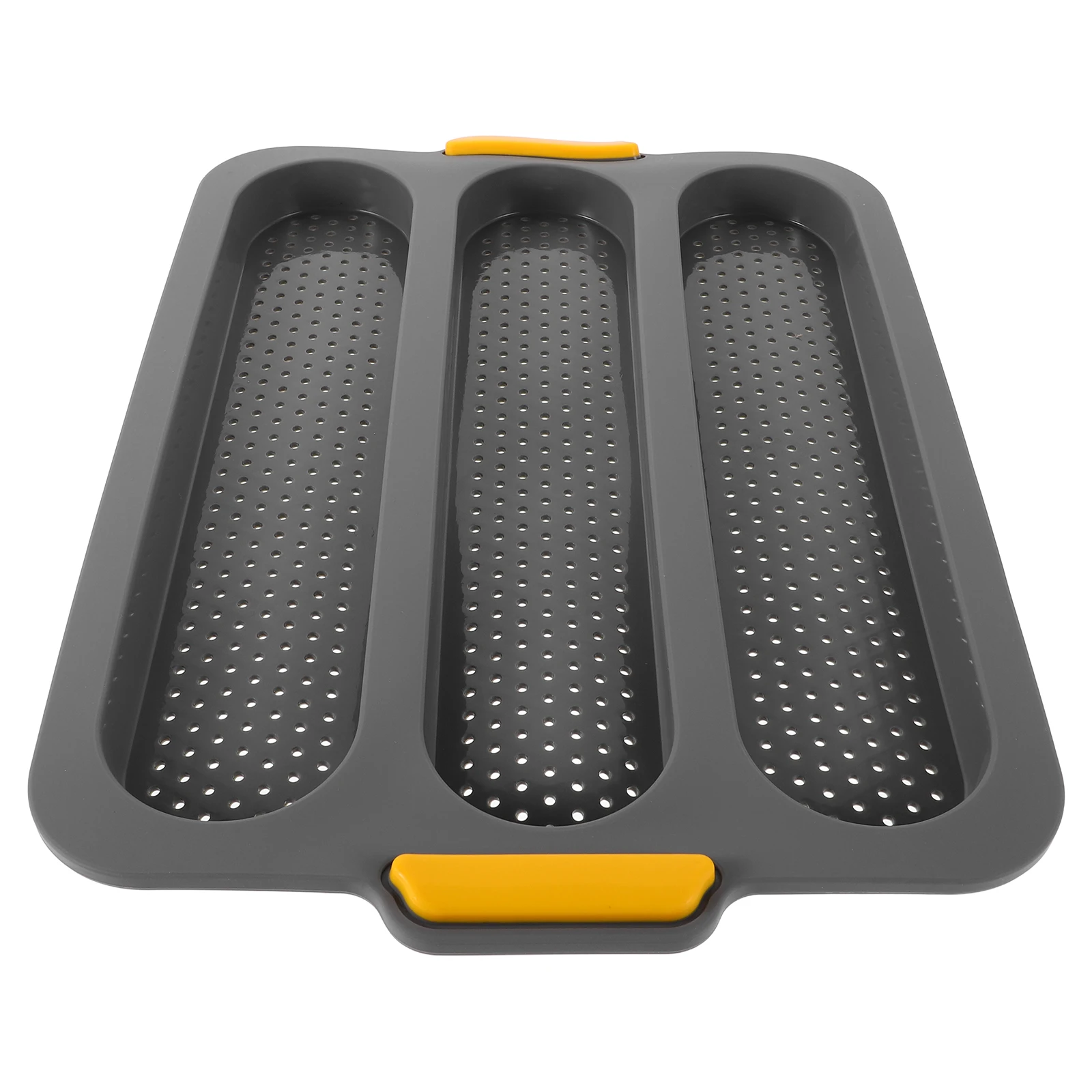 

Silicone Bread Pan Baguette Mold Grey 3 Slot Loaf Baking Tray French Baguettes Homemade Bread Making Mold Oven Safe Flexible