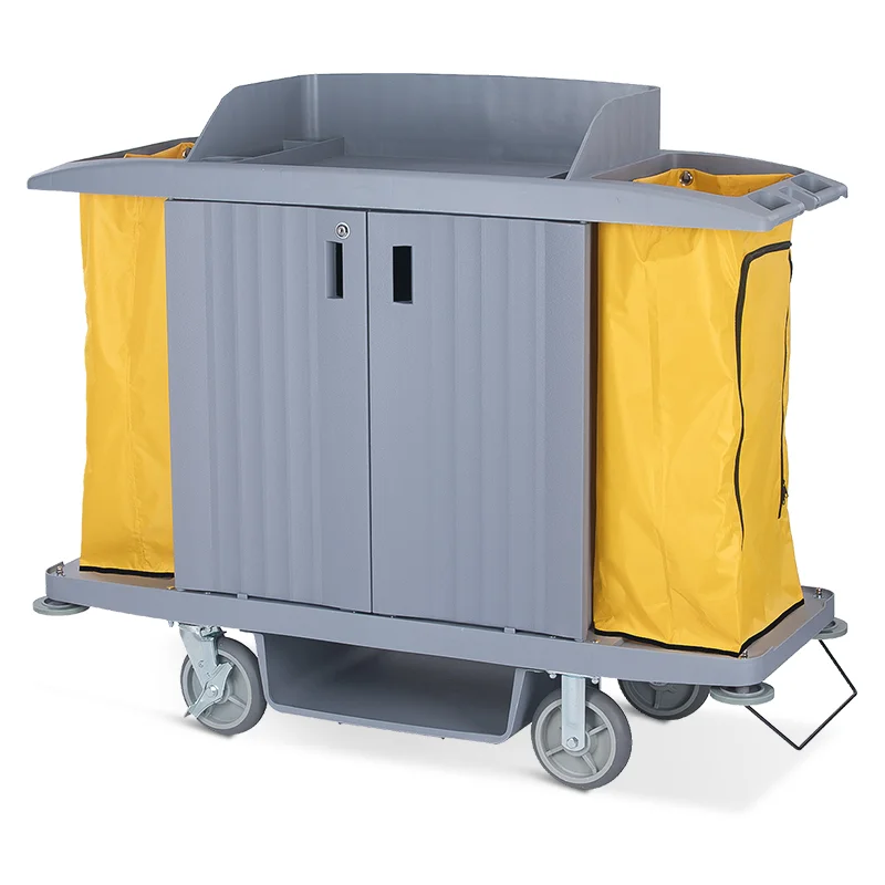 

2025Factory Discount Price Laundry Cleaning Cart Hospital Hotel Room Service Housekeeping Trolley