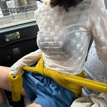 Tonngirls 여성용 빈티지 시스루 티셔츠, 화이트 Y2k 페어리코어 메쉬 탑, 스트리트웨어 활, 한국 스타일 크롭탑, 여름 용수철 Best5 Tonngirls 여성용 빈티지 시스루 티셔츠, 화이트 Y2k 페어리코어 메쉬 탑, 스트리트웨어 활, 한국 스타일 크롭탑, 여름 용수철 Best5