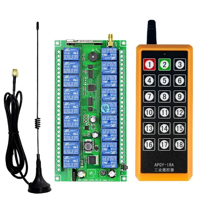 433MHZ DC12V 24V 36V 18CH RF Wireless Remote Control Switch  Transmitter  Receiver  Lighting /curtain /door  power on and off