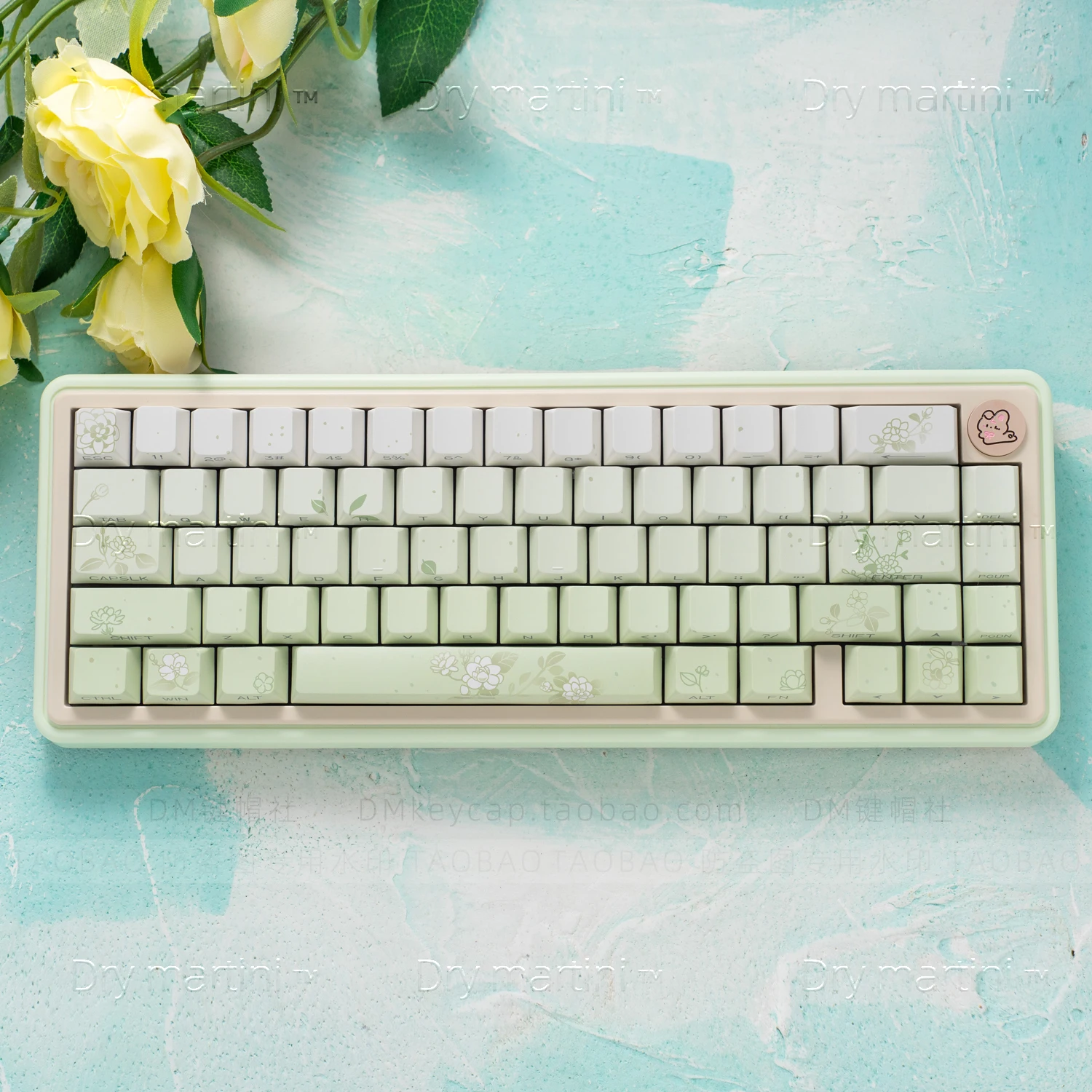 Jasmine in the fog theme flower language side engraved transparent keycap original PBT five-sided sublimation 68/84/87/98/108 - Image 2