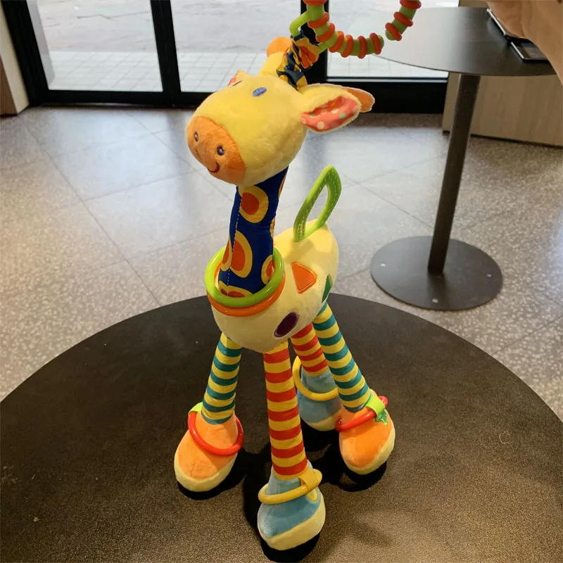 Pingente de chocalho para carrinho de bebê, pingente de cama de bebê, sino de cama, brinquedo de carro de girafa de desenho animado, gadget de caminhada para bebê