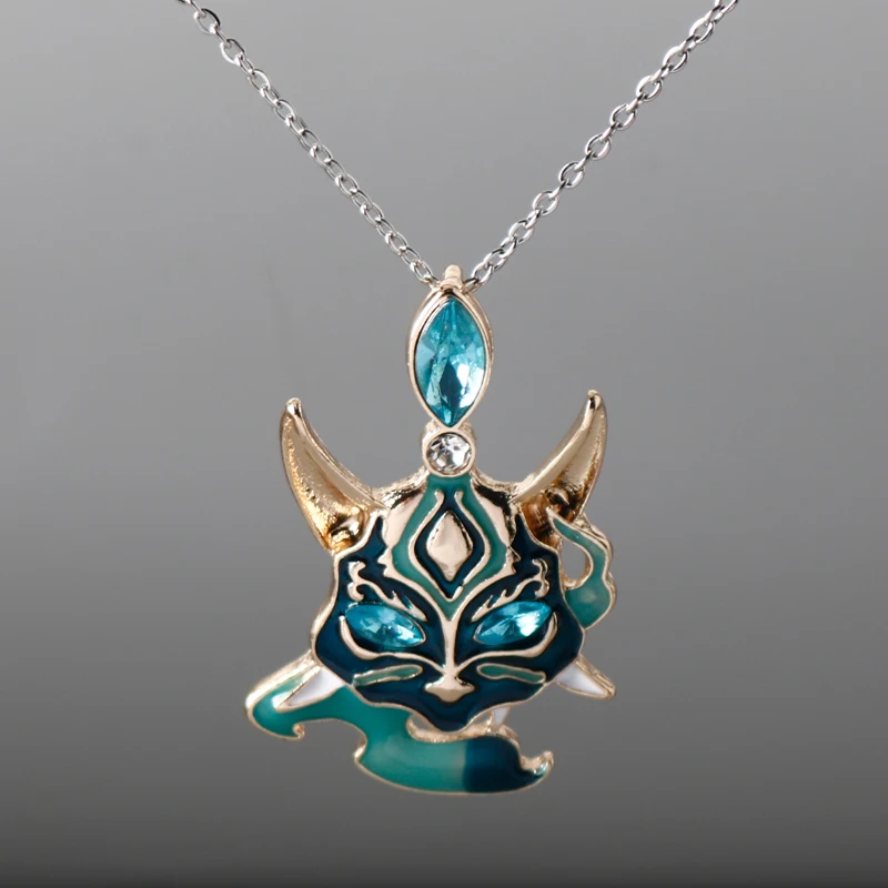 Game Genshin Impact Necklace Xiao Pendant Protector Yaksha Cosplay Props Pendant Necklace Fans for Women Men Jewelry Accessories