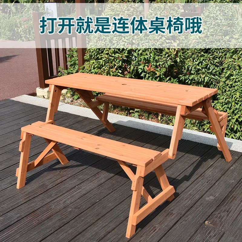 Outdoor Bench Bench Park Chair Dual-purpose Table Double Leisure Balcony Solid Wood Garden Villa Farm Multifunctional