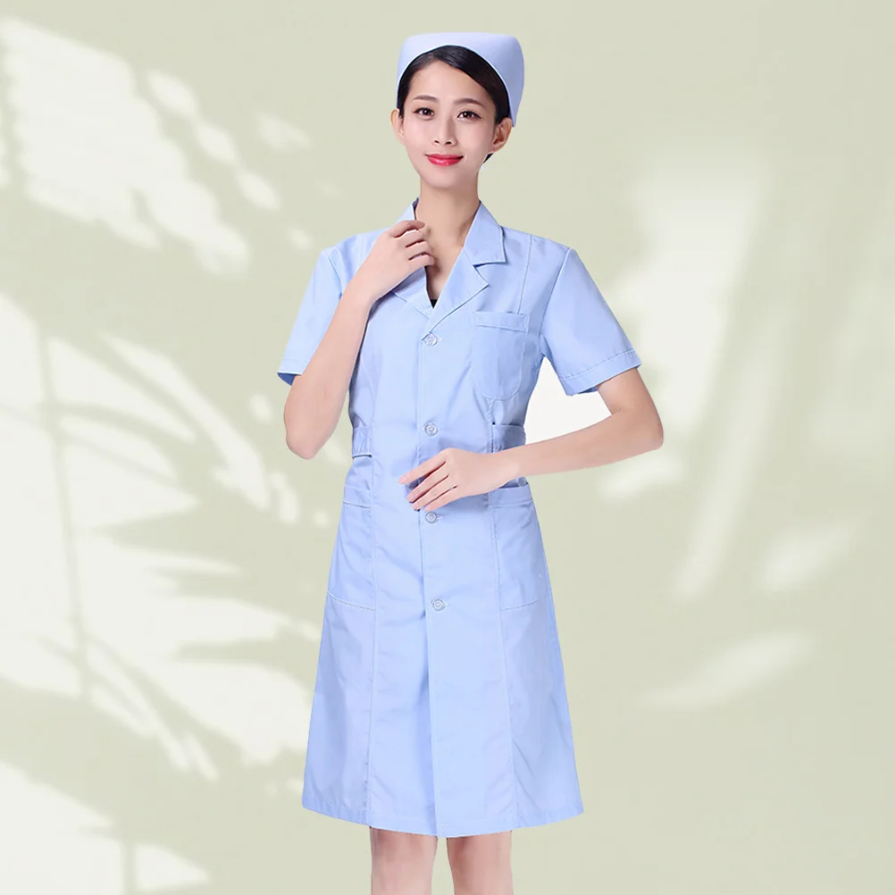 Medical Coat Nursing Uniform Cotton Material Simple Pocket Design Size L White Coat Nursing Uniform Hospital Apparel