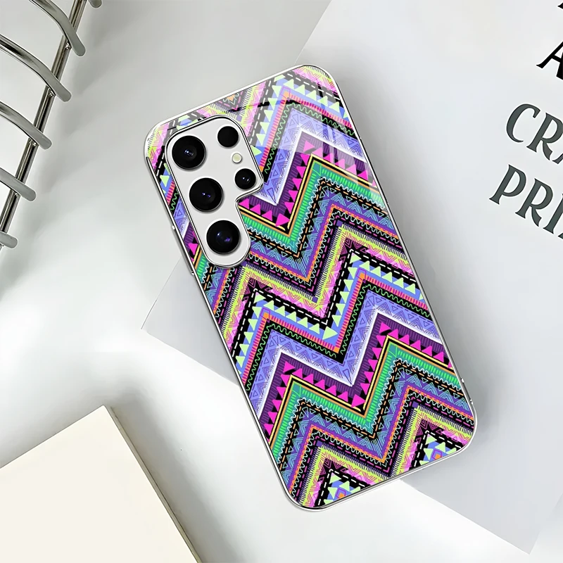 2D Knitted Texture Pattern Mobile Phone Case for Samsung S26 S25 S24 S23 S22 S21 S20 A56 A55Electroplated Glass Protective Cover view 4
