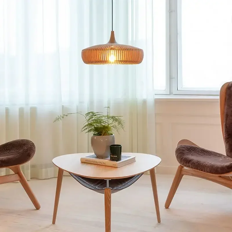 Clava Dine log Wood Pendant lamp birdcage denmark designer lamp for Dining Room Study Living Room Table Decoration loft lamp