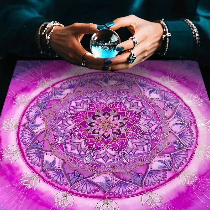 VIKAMA Pink Purple Mandala Lotus Tarot Tablecloth Mysterious Divination Altar Cloth Ritual Table Mat Background Cloth