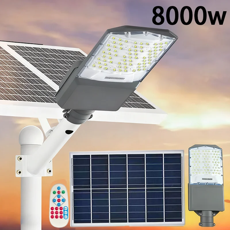 RUISENZHUO 8000W Super Bright Solar Street Light,Outdoor Waterproof Solar Road Lamp,Safety Lighting Garden Lighting Decoration