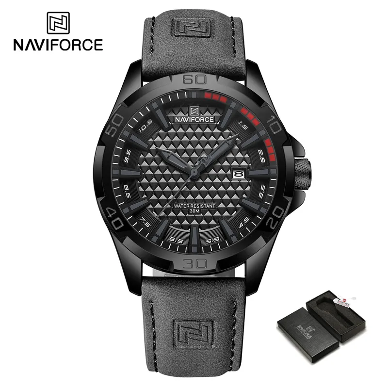 Original Marke Navi force hochwertige Herren uhren Leder armband männlich wasserdichte Armbanduhr Quarz Datum Uhr Relogio masculino