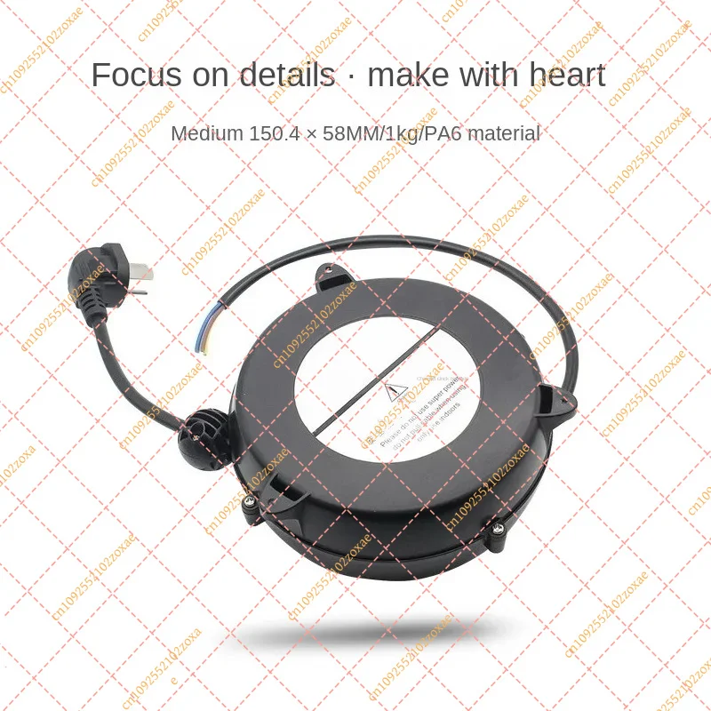 5M Automatic Power Cord Reel, EU Male & Female Plug, Retractable Extension Lead Socket, Electrical Cable Spool for Home Office view 4
