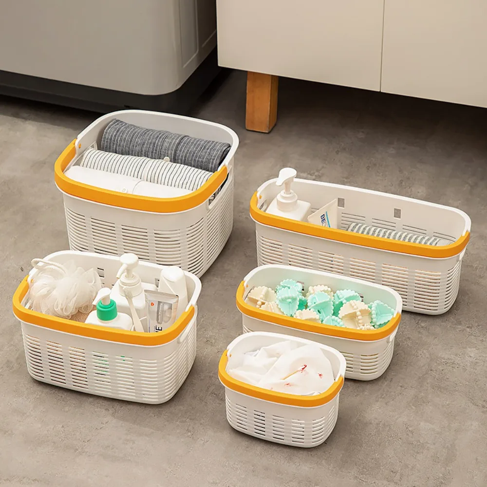 Multipurpose Miscellaneous Storage Basket Plastic Large Capacity Desktop Storage Basket with Handle Portable Drain Basket