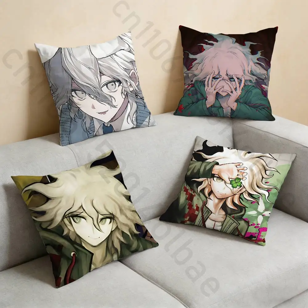 N-Nagito Komaeda  Pillow Case Sofa Living Room Bedroom Headboard Backrest Cushion Square Cushion Nap Time